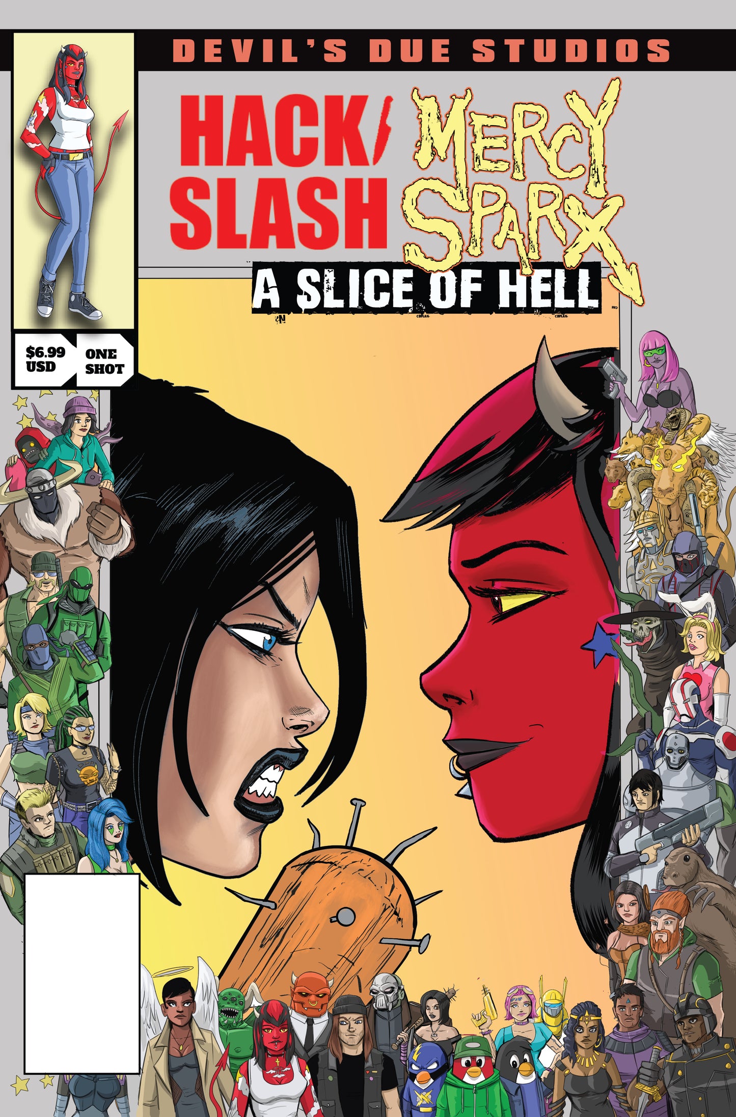 DEVILS DUE PRESENTS HACK SLASH MERCY SPARX #1 (ONE SHOT) CVR B TIM SEELEY JOSH BLAYLOCK HOMAGE VAR (MR) - PREORDER (FOC 29/6/26) DUE IN STOCK 5/8/26