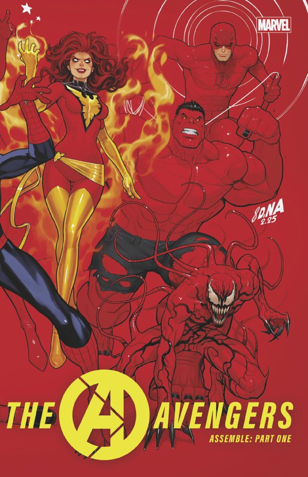 AVENGERS #1 DAVID NAKAYA COLOUR BLOCK RED WRAPAROUND VAR - PREORDER (FOC 24/8/26) DUE IN STORE 4/11/26
