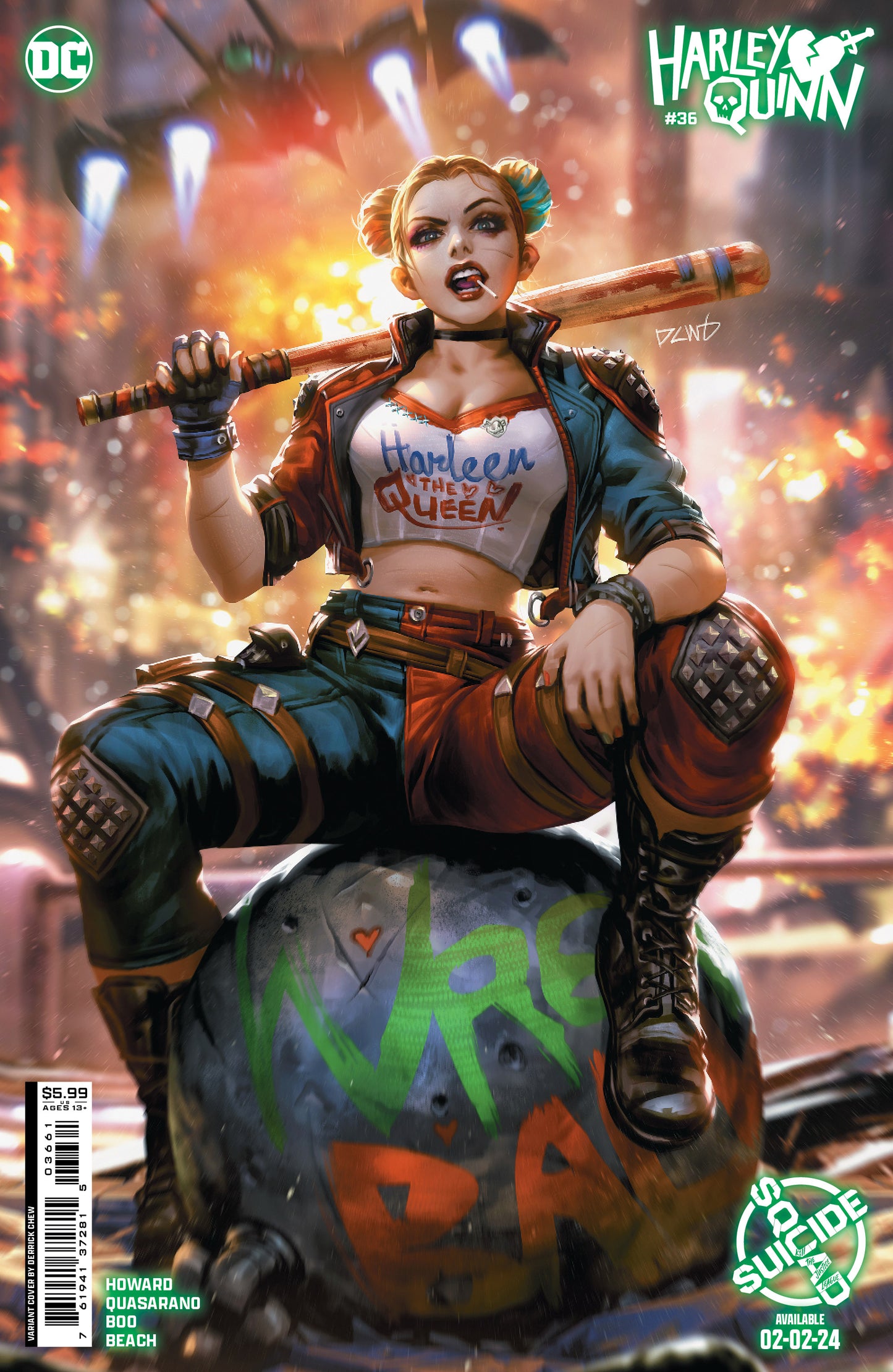 HARLEY QUINN #36 CVR DERRICK CHEW SUICIDE SQUAD KILL ARKHAM ASYLUM HARLEY QUINN CARD STOCK VAR - PREORDER 23/1/24