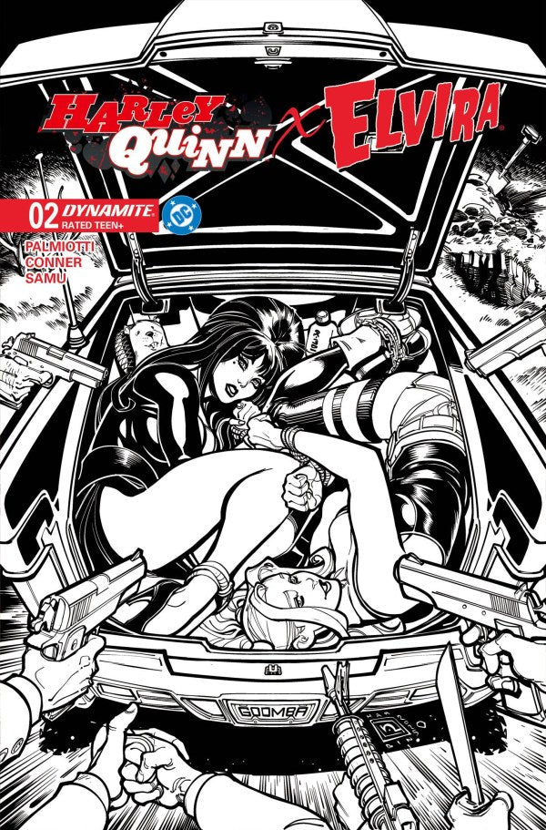 Harley Quinn X Elvira #2 Cover M 1:10 Chad Hardin Black & White Virgin Variant - PRE-ORDER TBD