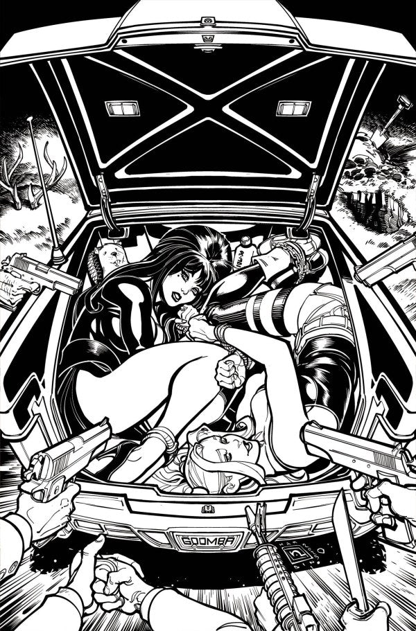 Harley Quinn X Elvira #2 Cover O 1:15 Chad Hardin Black & White Virgin Variant - PRE-ORDER TBA