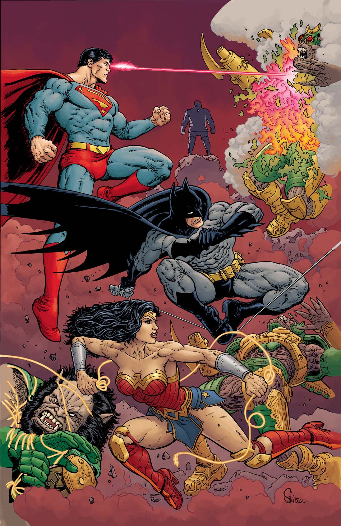 JUSTICE LEAGUE UNLIMITED #15 CVR B STEVE SKROCE CARD STOCK VAR (DC K.O.) - DUE 28/1/26 - NOT FINAL COVER