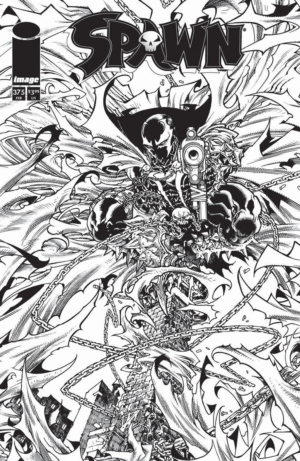 SPAWN #375 CVR B HARVEY TOLIBAO B&W VAR - PREORDER (FOC 13/4/26) DUE IN STORE 6/5/26