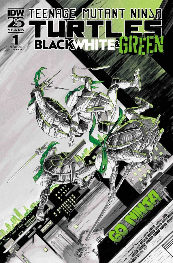 TEENAGE MUTANT NINJA TURTLES BLACK WHITE & GREEN #1 CVR A DECLAN SHALVEY - PRESALE 8/5/24