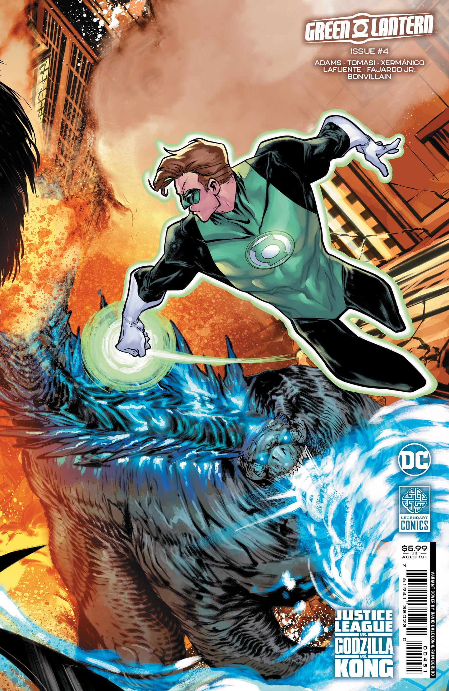 GREEN LANTERN #4 CVR E DAVID BALDEON CONNECTING JUSTICE LEAGUE VS GODZILLA VS KONG CARD STOCK VAR - PREORDER (10/10/23)