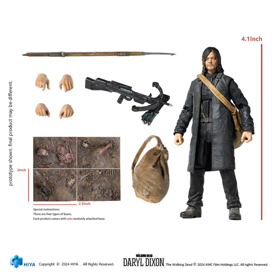 HIYA Exquisite Mini Series 1/18 Scale 4 Inch The Walking Dead Daryl Dixon Action Figure - PREORDER Q3 24