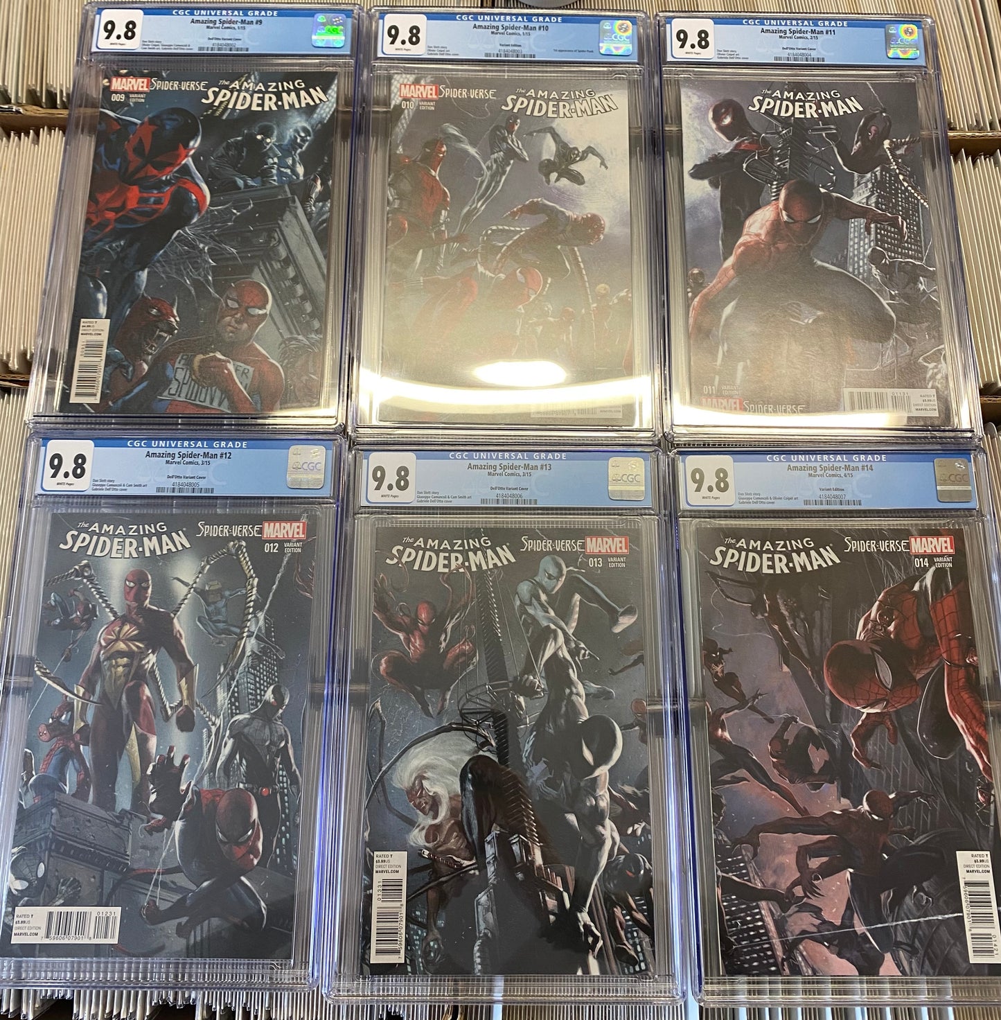 Amazing Spider-Man #9-14 (Spider-Verse) Gabriele Dell Otto Connecting Variant 6 Cover Set CGG 9.8