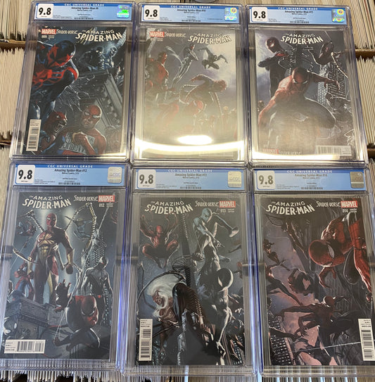 Amazing Spider-Man #9-14 (Spider-Verse) Gabriele Dell Otto Connecting Variant 6 Cover Set CGG 9.8