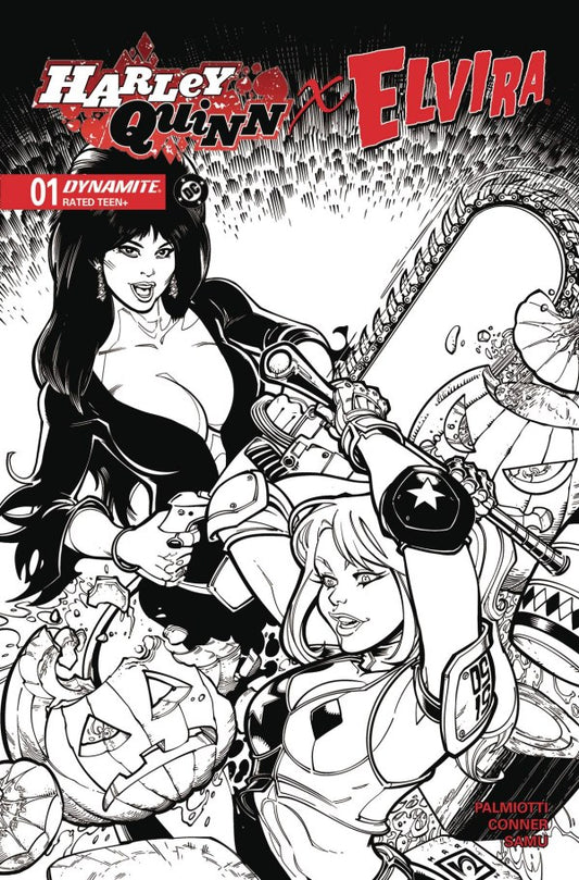 Harley Quinn X Elvira #1 Cover O 1:10 Chad Hardin Black & White Variant - PRE-ORDER 1/10/25
