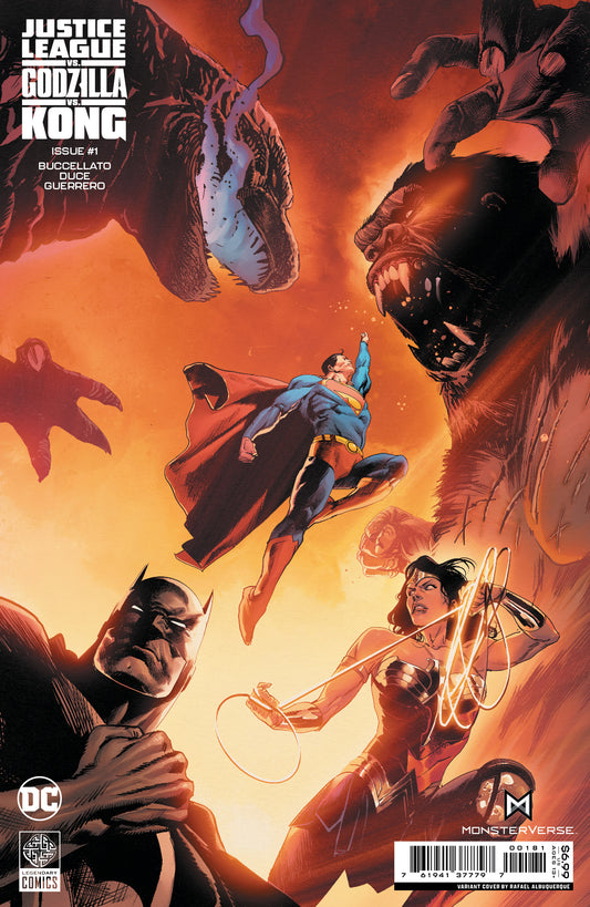 JUSTICE LEAGUE VS GODZILLA VS KONG #1 (OF 7) CVR E RAFAEL ALBUQUERQUE FOIL VAR - PREORDER (17/10/23)