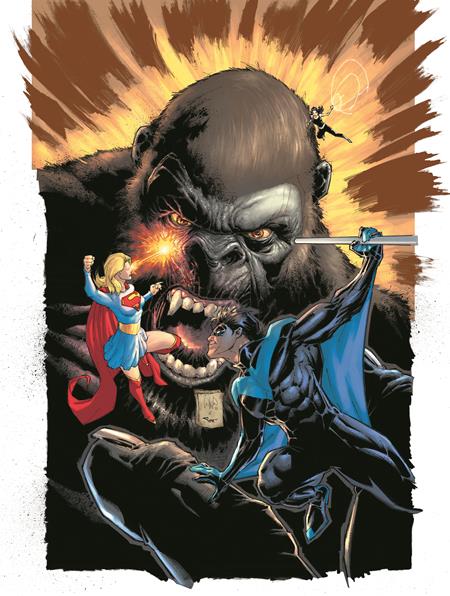 JUSTICE LEAGUE VS GODZILLA VS KONG #4 (OF 7) CVR B WHILCE PORTACIO KONG CARD STOCK VAR (print marks on the cover)