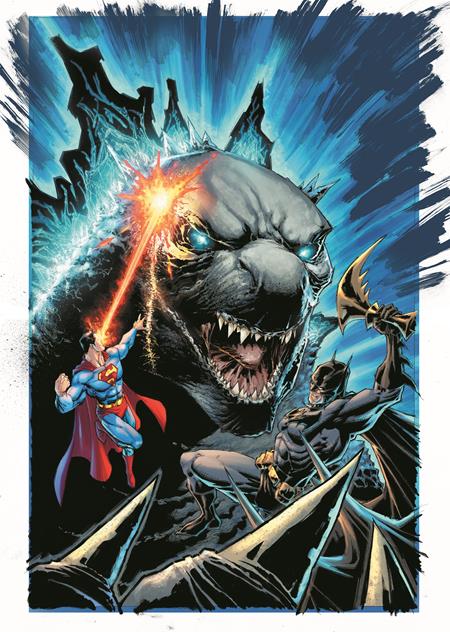 JUSTICE LEAGUE VS GODZILLA VS KONG #4 (OF 7) CVR B WHILCE PORTACIO GODZILLA CARD STOCK VAR (Printer marks on cover)