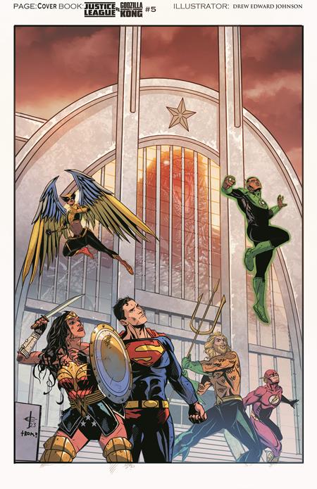 PREORDER 20/2/24 JUSTICE LEAGUE VS GODZILLA VS KONG #5 (OF 7) CVR A DREW JOHNSON