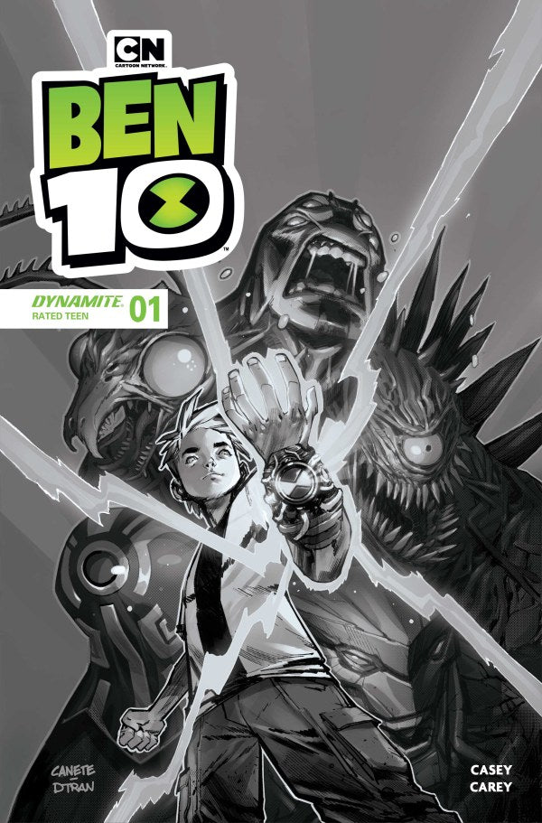 Ben 10 #1 Cover J 1:10 Eric Canete Black and White Variant
