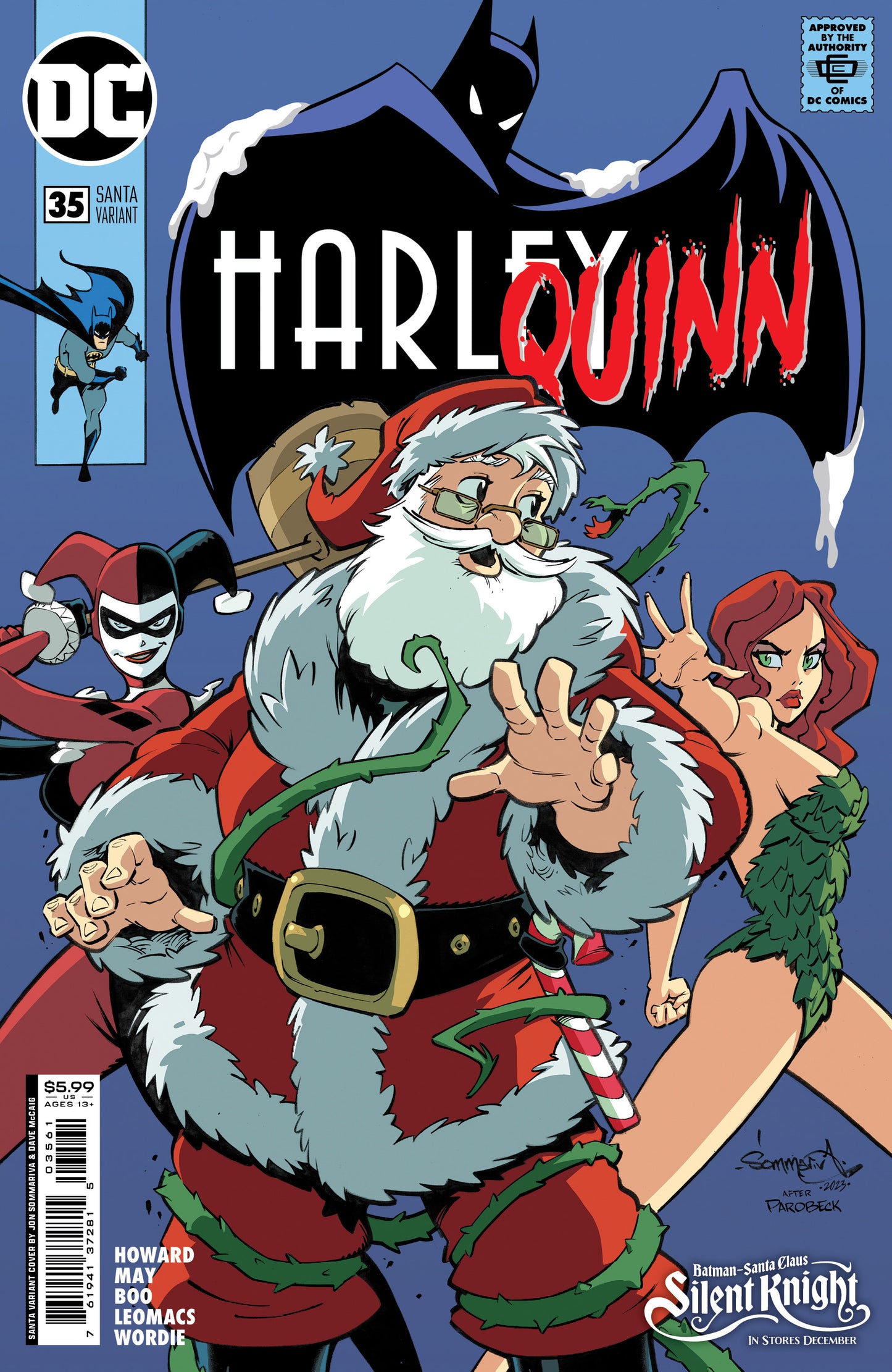 HARLEY QUINN #35 CVR C JON SOMMARIVA SANTA CARD STOCK VAR - marks on cover