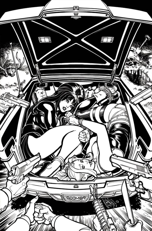 Harley Quinn X Elvira #2 Cover O 1:15 Chad Hardin Black & White Virgin Variant - PRE-ORDER TBA