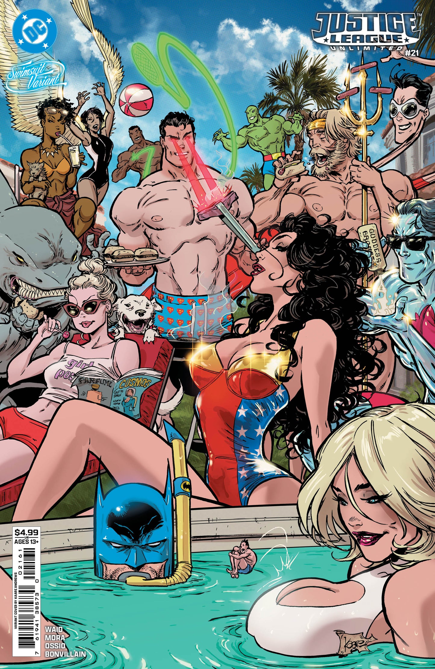JUSTICE LEAGUE UNLIMITED #21 CVR F KAARE ANDREWS SWIMSUIT CARD STOCK VAR - PREORDER (FOC 29/6/26) DUE IN STORE 22/7/26