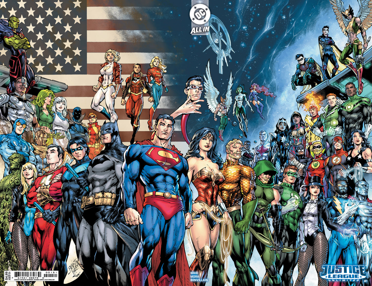 JUSTICE LEAGUE UNLIMITED #1 CVR E ED BENES WRAPAROUND CARD STOCK VAR - PREORDER