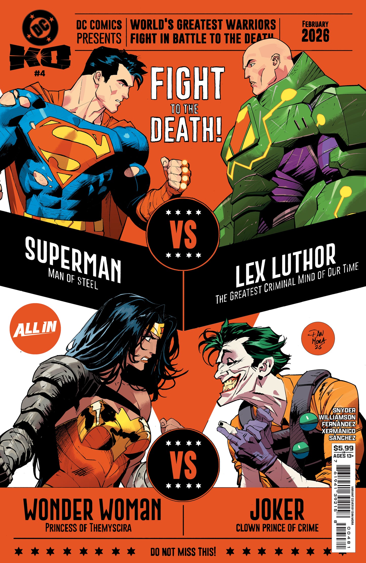 DC K.O. #4 (OF 5) CVR G DAN MORA BRACKET CARD STOCK VAR