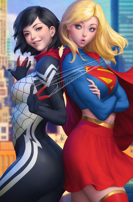 DC MARVEL SUPERMAN SPIDER-MAN #1 (ONE SHOT) CVR M STANLEY ARTGERM LAU SUPERGIRL & SILK CARD STOCK VAR - DUE 25/3/26 -  NOT FINAL COVER