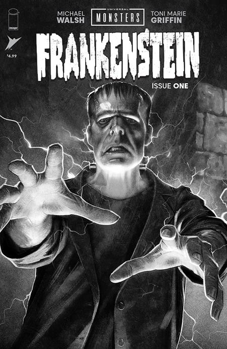 UNIVERSAL MONSTERS FRANKENSTEIN #1 (OF 4) CVR D INC 1:25 JOSHUA MIDDLETON CLASSIC HORROR BLACK AND WHITE VARIANT