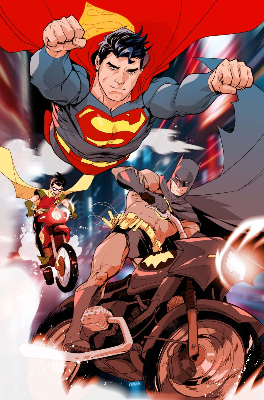 BATMAN SUPERMAN WORLDS FINEST #49 CVR C KARL KERSCHL CARD STOCK VAR - DUE 18/3/26 - NOT FINAL COVER